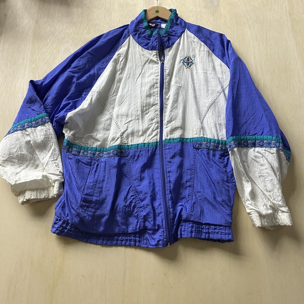 Vintage‎ Bold Spirit Jacket Mens XL Blue Colorblock Full Zip Windbreaker 80s